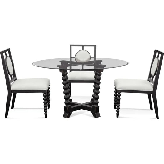 Susanna Wood & Glass Black Round Dining Table-Dining Tables-Bassett Mirror-LOOMLAN