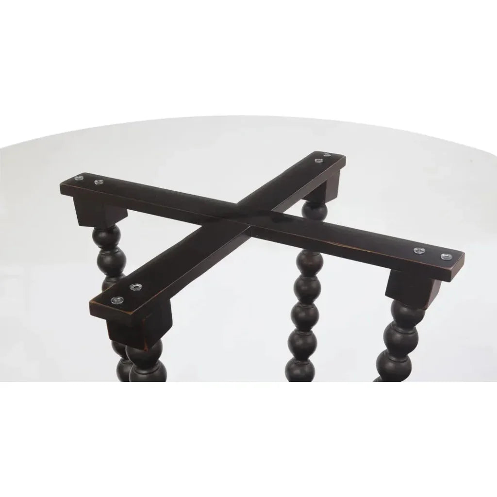 Susanna Wood & Glass Black Round Dining Table-Dining Tables-Bassett Mirror-LOOMLAN