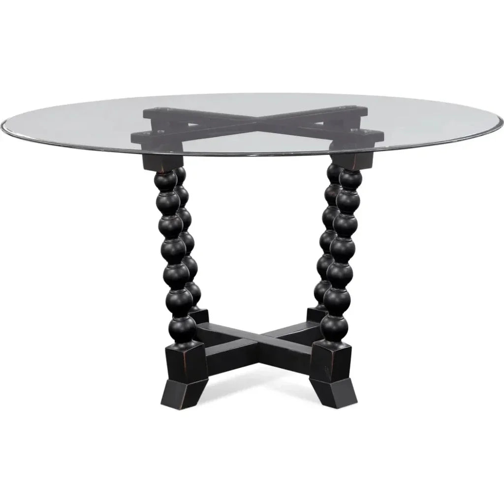 Susanna Wood & Glass Black Round Dining Table-Dining Tables-Bassett Mirror-LOOMLAN