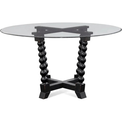 Susanna Wood & Glass Black Round Dining Table-Dining Tables-Bassett Mirror-LOOMLAN