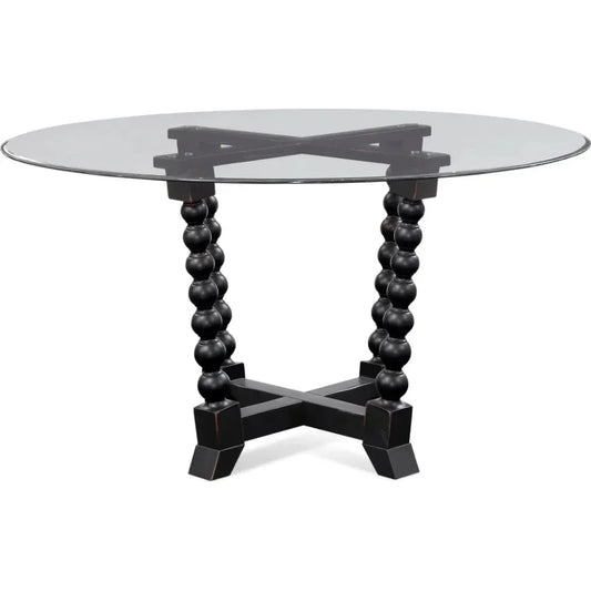 Susanna Wood & Glass Black Round Dining Table-Dining Tables-Bassett Mirror-LOOMLAN