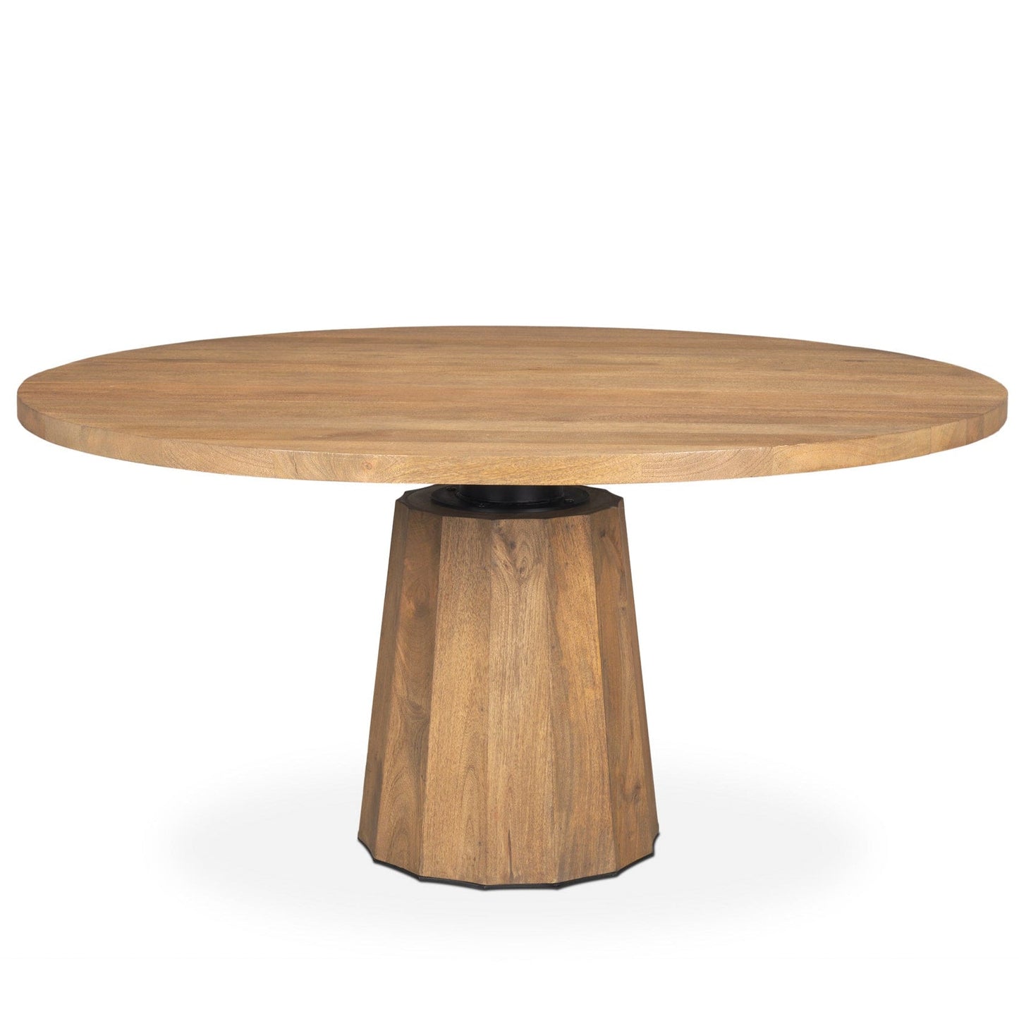 Swanson Wooden Round Pedestal Dining Table-Dining Tables-Mercana-Light Brown-LOOMLAN