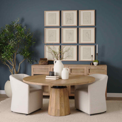 Swanson Wooden Round Pedestal Dining Table-Dining Tables-Mercana-LOOMLAN