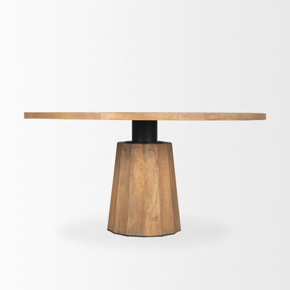 Swanson Wooden Round Pedestal Dining Table-Dining Tables-Mercana-LOOMLAN