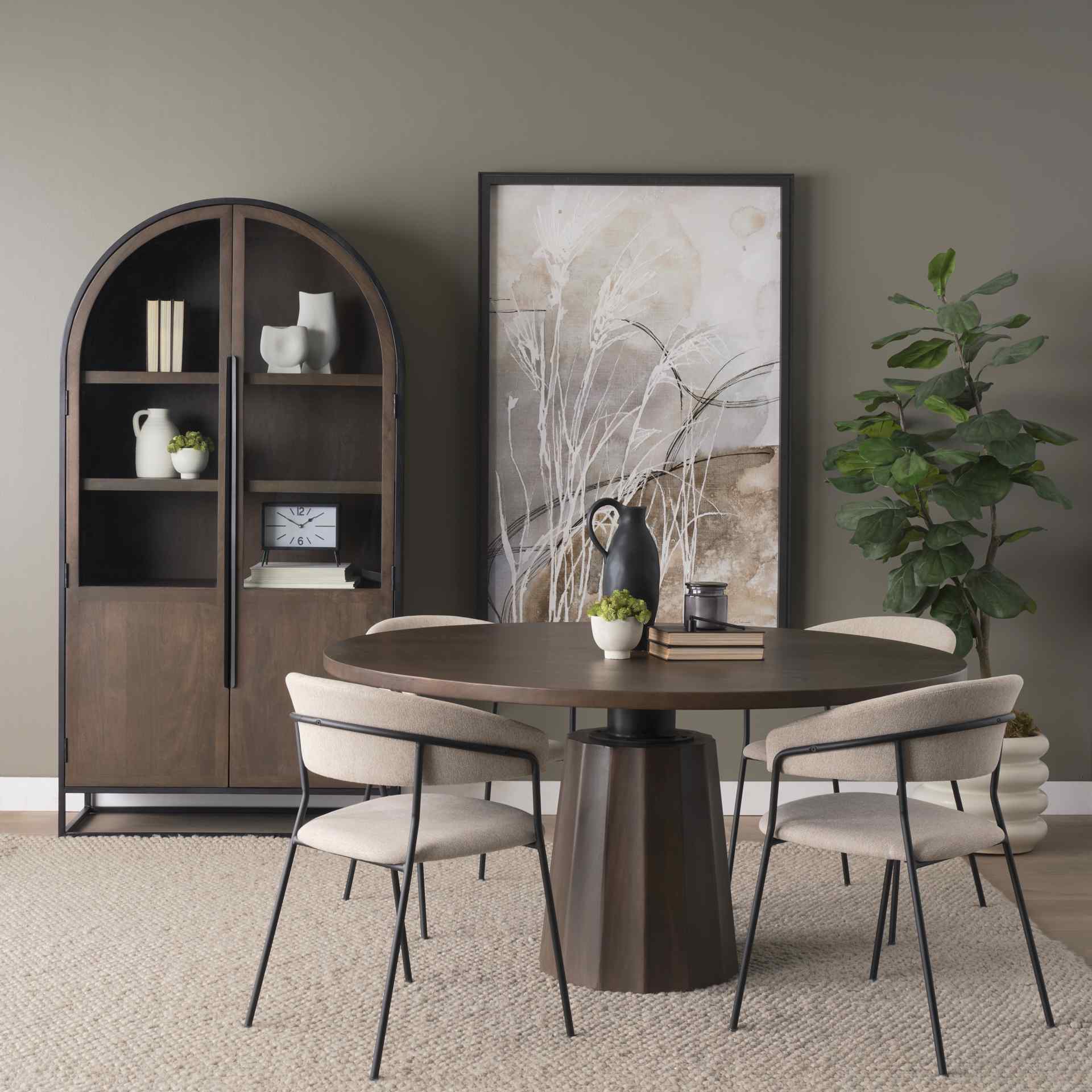 Swanson Wooden Round Pedestal Dining Table-Dining Tables-Mercana-LOOMLAN