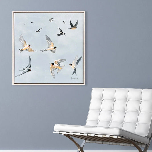 Swifts Hand-Applied Blue Framed Wall Art