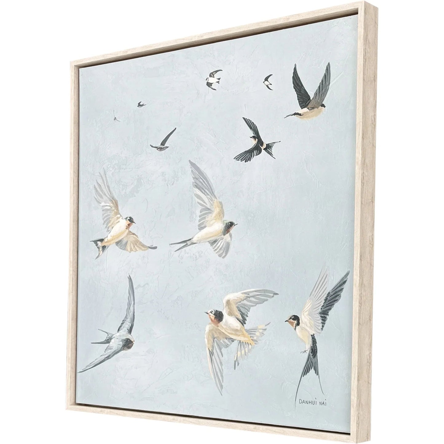 Swifts Hand-Applied Blue Framed Wall Art
