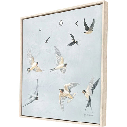 Swifts Hand-Applied Blue Framed Wall Art