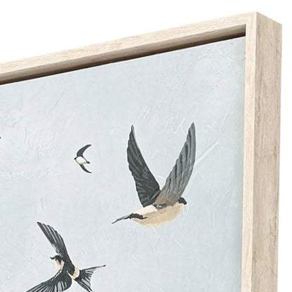 Swifts Hand-Applied Blue Framed Wall Art
