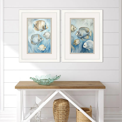 Swim Tropical Fish Print Framed Wall Art 2PC