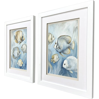 Swim Tropical Fish Print Framed Wall Art 2PC