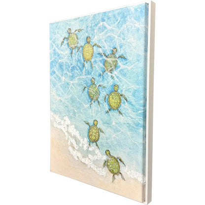 Swimming Turtles II Blue Canvas Art