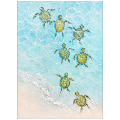 Swimming Turtles II Blue Canvas Art