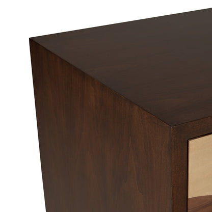 Swirl Pattern Four Doors Wood Credenza