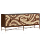 Swirl Pattern Four Doors Wood Credenza
