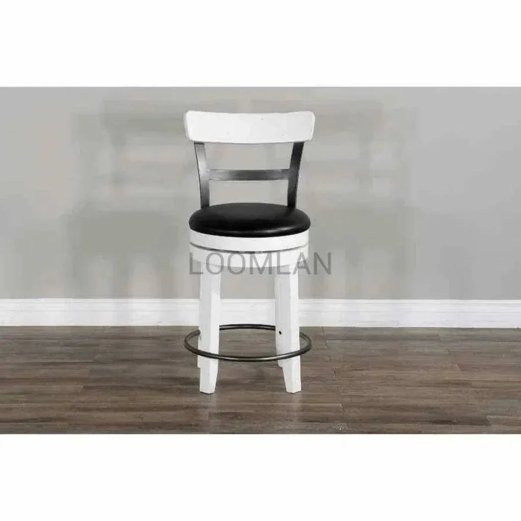 Swivel Counter StoolBlack Leather Seat - LOOMLAN - Sunny D - Counter Stools