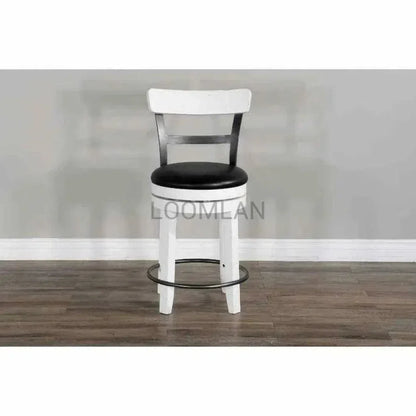 Swivel Counter StoolBlack Leather Seat - LOOMLAN - Sunny D - Counter Stools