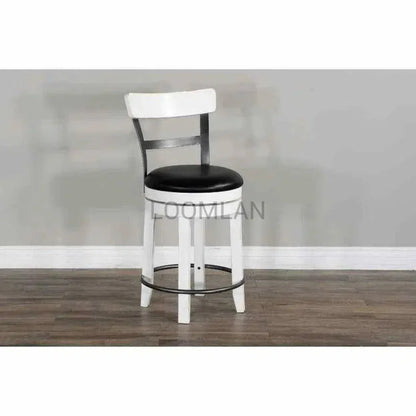 Swivel Counter StoolBlack Leather Seat - LOOMLAN - Sunny D - Counter Stools