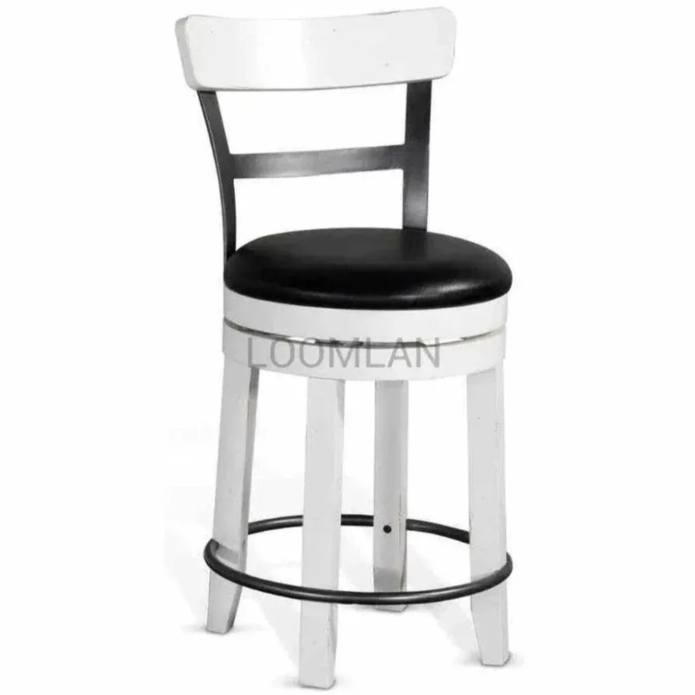 Swivel Counter StoolBlack Leather Seat - LOOMLAN - Sunny D - Counter Stools