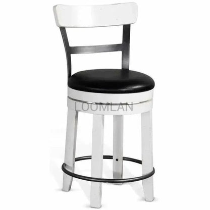 Swivel Counter StoolBlack Leather Seat - LOOMLAN - Sunny D - Counter Stools