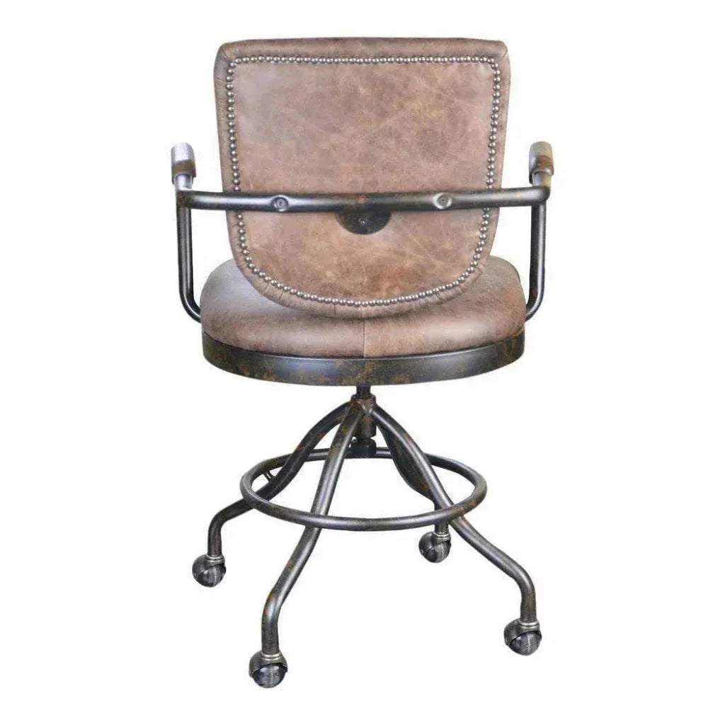 Swivel Desk Chair Con Pana Brown Industrial-Office Chairs-Moe's Home-LOOMLAN
