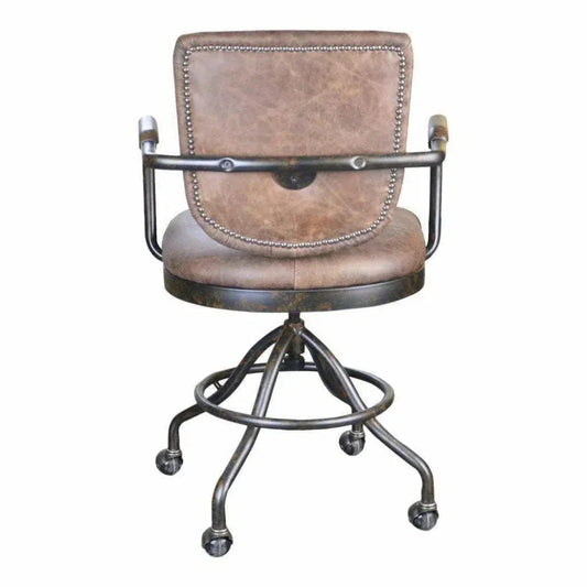 Swivel Desk Chair Con Pana Brown Industrial-Office Chairs-Moe's Home-LOOMLAN