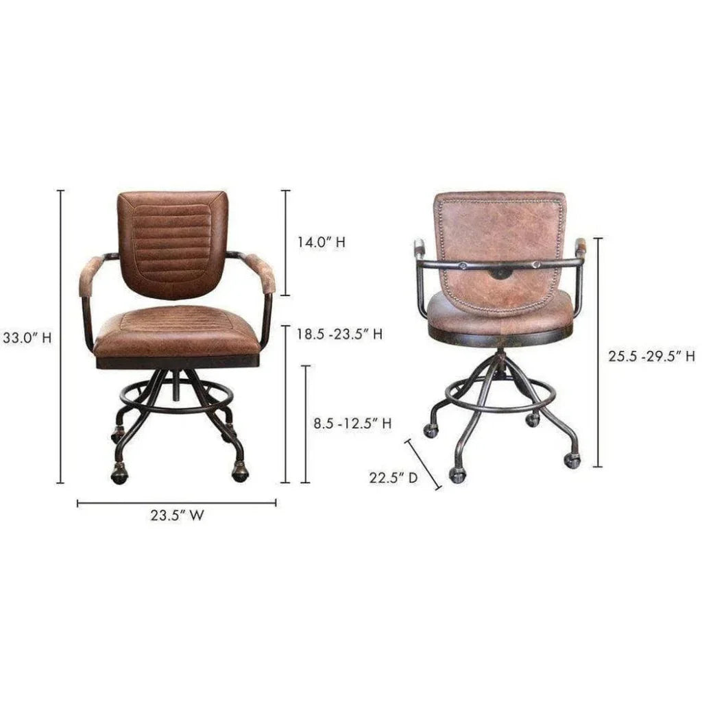Swivel Desk Chair Con Pana Brown Industrial-Office Chairs-Moe's Home-LOOMLAN