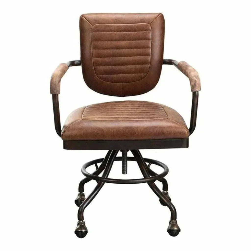 Swivel Desk Chair Con Pana Brown Industrial-Office Chairs-Moe's Home-LOOMLAN