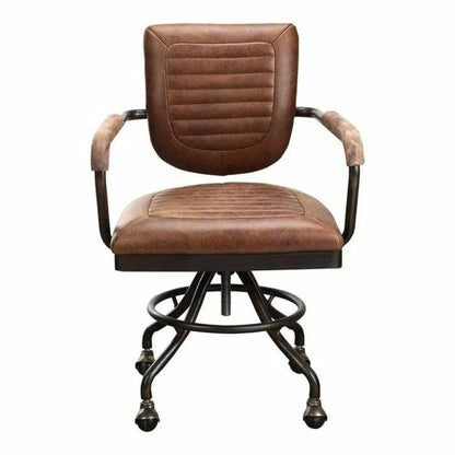 Swivel Desk Chair Con Pana Brown Industrial-Office Chairs-Moe's Home-LOOMLAN