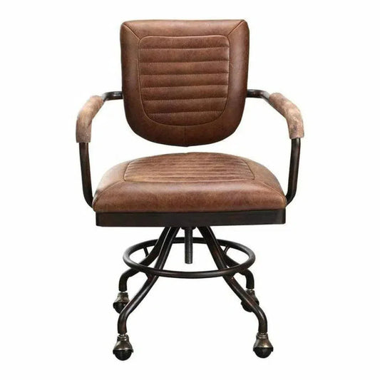 Swivel Desk Chair Con Pana Brown Industrial-Office Chairs-Moe's Home-LOOMLAN