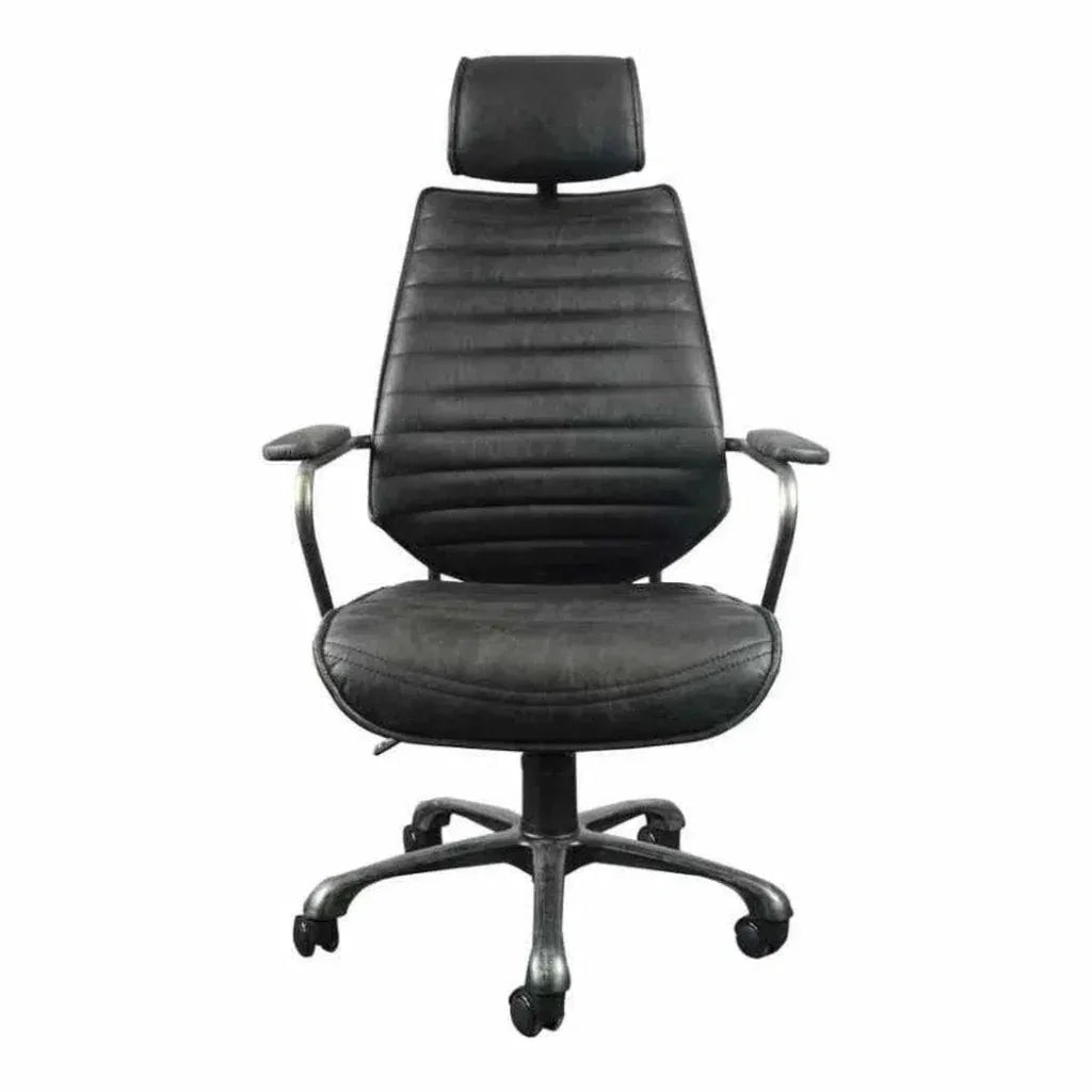 Swivel Office Chair Onyx Black Industrial-Office Chairs-Moe's Home-LOOMLAN