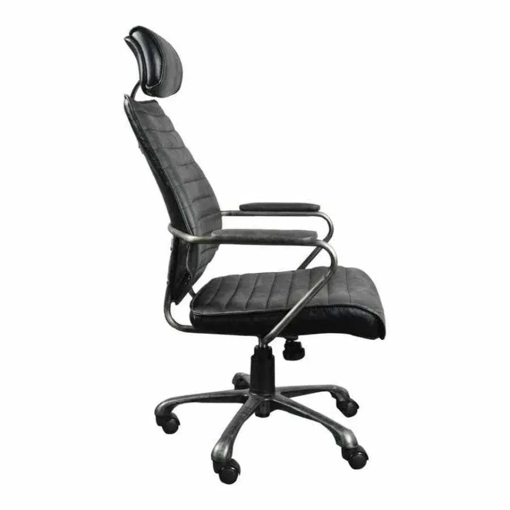 Swivel Office Chair Onyx Black Industrial-Office Chairs-Moe's Home-LOOMLAN