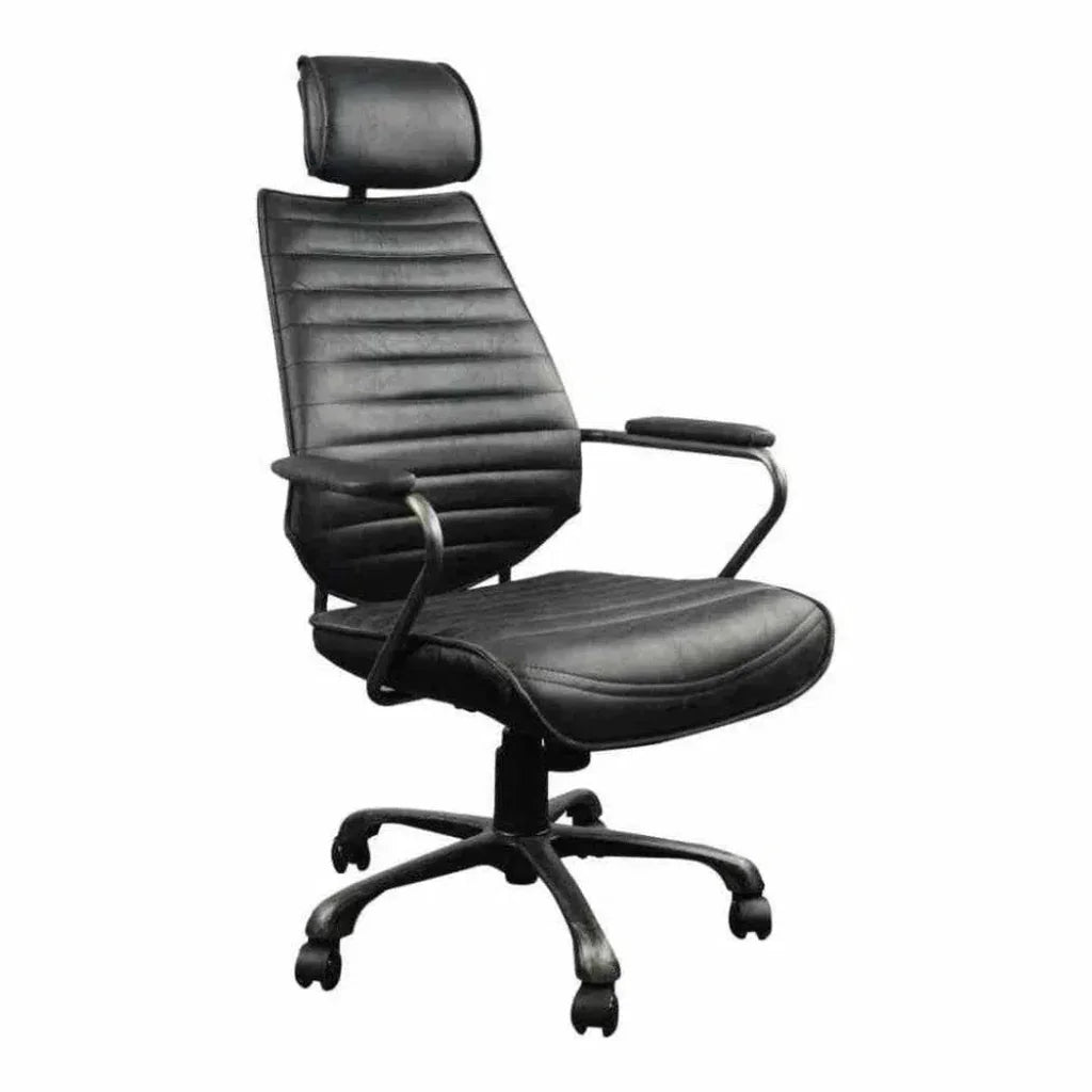 Swivel Office Chair Onyx Black Industrial-Office Chairs-Moe's Home-LOOMLAN