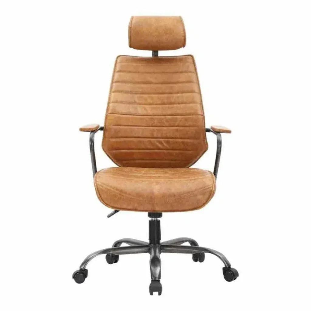 Swivel Office Chair Tan Orange Industrial-Office Chairs-Moe's Home-LOOMLAN