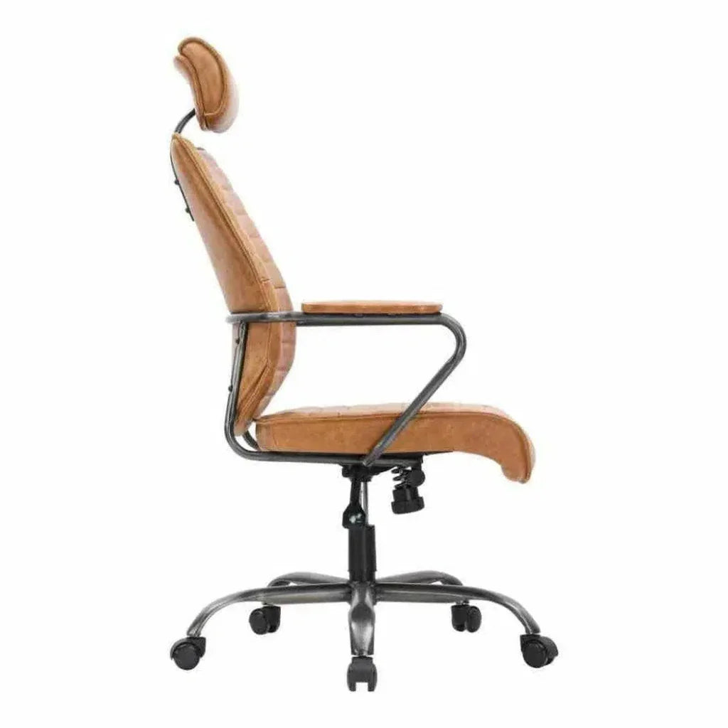Swivel Office Chair Tan Orange Industrial-Office Chairs-Moe's Home-LOOMLAN