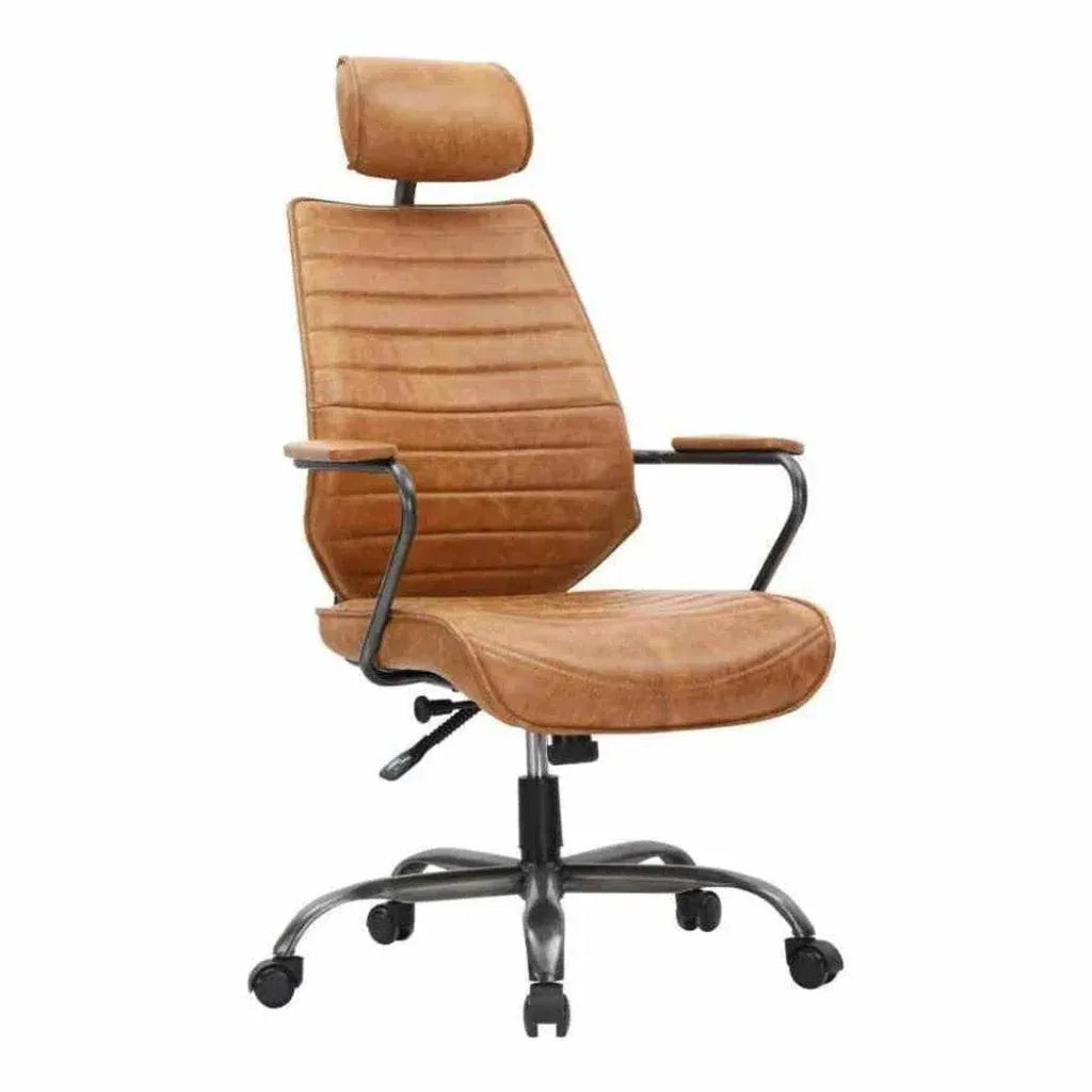 Swivel Office Chair Tan Orange Industrial-Office Chairs-Moe's Home-LOOMLAN