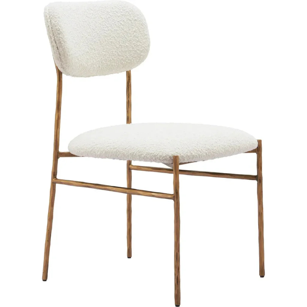 Sydhavnen Cream & Gold Armless Dining Chair - LOOMLAN - Zuo Modern - Dining Chairs