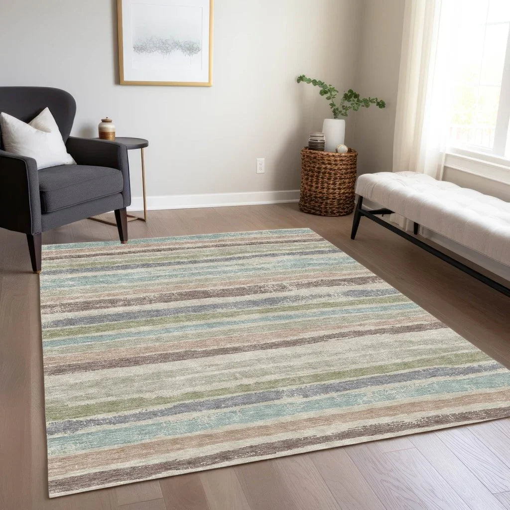 Sylira Beige Washable Indoor-Outdoor Rug-Outdoor Rugs-LOOMLAN Rugs-LOOMLAN