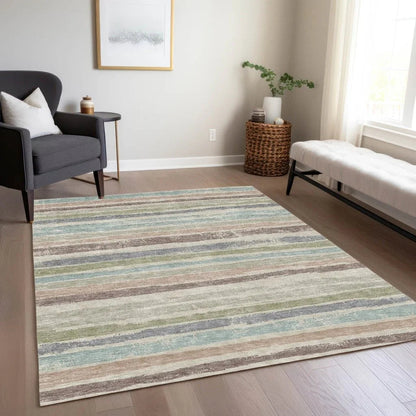 Sylira Beige Washable Indoor-Outdoor Rug-Outdoor Rugs-LOOMLAN Rugs-LOOMLAN