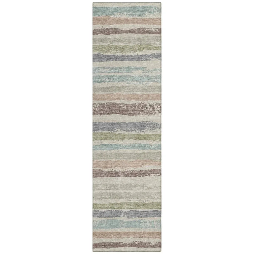 Sylira Beige Washable Indoor-Outdoor Rug-Outdoor Rugs-LOOMLAN Rugs-2'3" x 7'6"-LOOMLAN