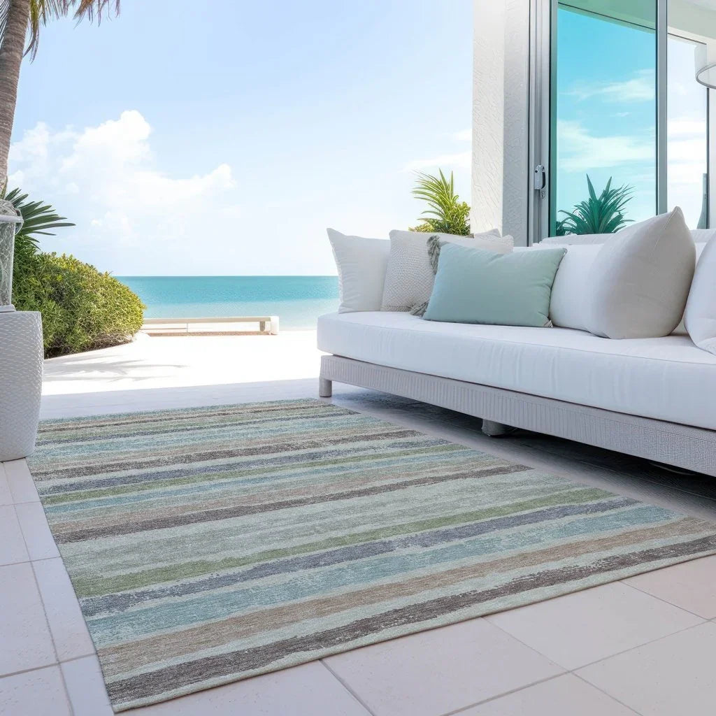 Sylira Beige Washable Indoor-Outdoor Rug-Outdoor Rugs-LOOMLAN Rugs-LOOMLAN