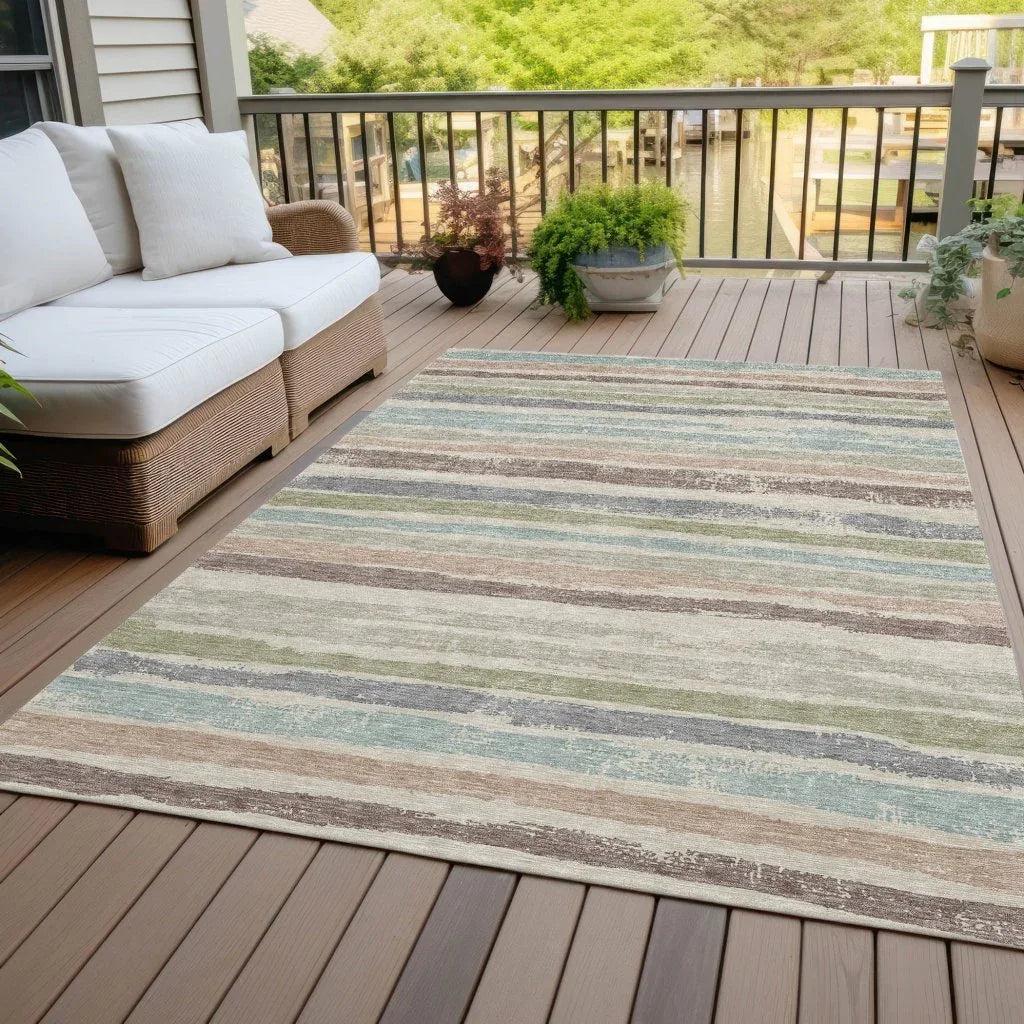 Sylira Beige Washable Indoor-Outdoor Rug-Outdoor Rugs-LOOMLAN Rugs-LOOMLAN