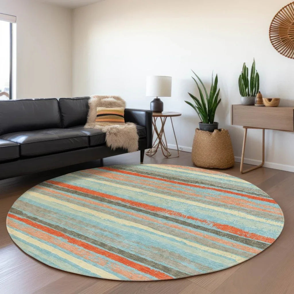 Sylira Blue Washable Indoor-Outdoor Rug-Outdoor Rugs-LOOMLAN Rugs-LOOMLAN