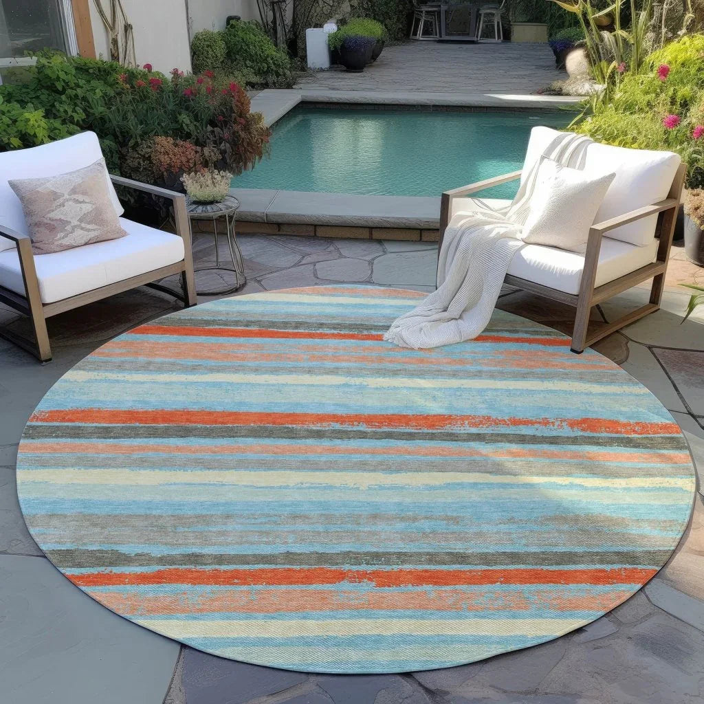 Sylira Blue Washable Indoor-Outdoor Rug-Outdoor Rugs-LOOMLAN Rugs-LOOMLAN