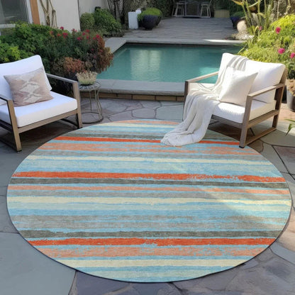 Sylira Blue Washable Indoor-Outdoor Rug-Outdoor Rugs-LOOMLAN Rugs-LOOMLAN