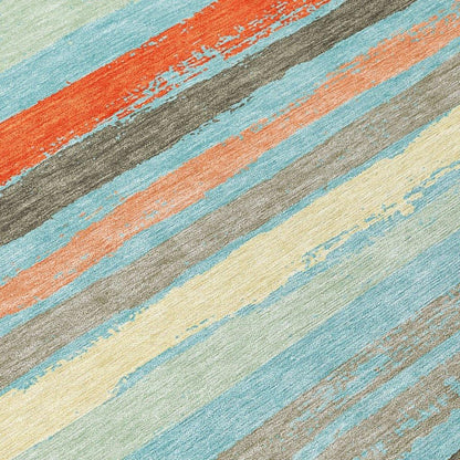 Sylira Blue Washable Indoor-Outdoor Rug-Outdoor Rugs-LOOMLAN Rugs-LOOMLAN