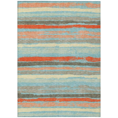 Sylira Blue Washable Indoor-Outdoor Rug-Outdoor Rugs-LOOMLAN Rugs-2'6" x 3'10"-LOOMLAN