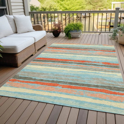 Sylira Blue Washable Indoor-Outdoor Rug-Outdoor Rugs-LOOMLAN Rugs-LOOMLAN