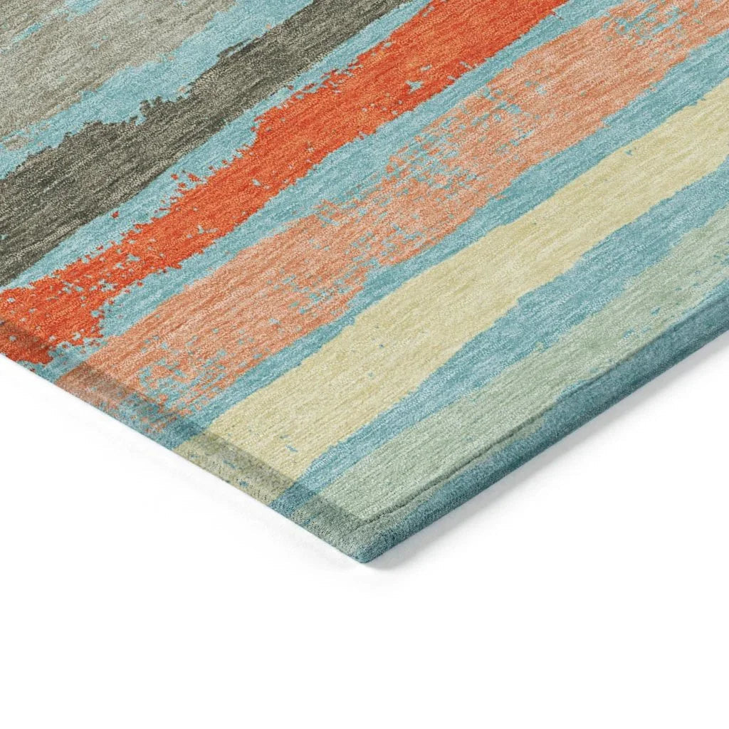 Sylira Blue Washable Indoor-Outdoor Rug-Outdoor Rugs-LOOMLAN Rugs-LOOMLAN