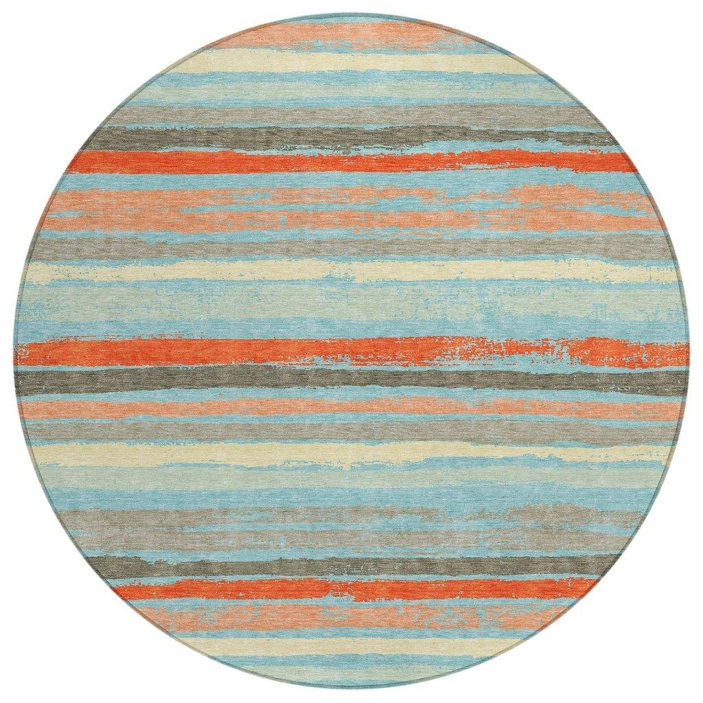 Sylira Blue Washable Indoor-Outdoor Rug-Outdoor Rugs-LOOMLAN Rugs-8' x 8'-LOOMLAN